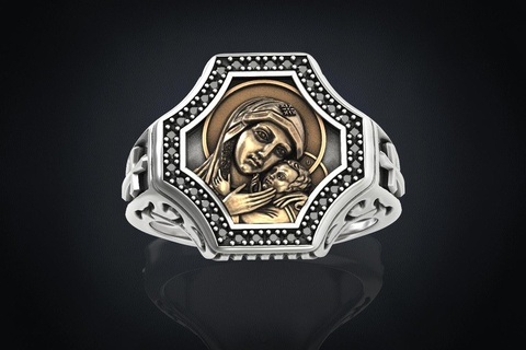 anillo cruzar madre Dios 291 3dprinted diseño Moda oro dorado joya joyería impresión imprimible prototipos anillos plata 3d print model - Mito3D