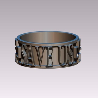 ring cross text save us stl jewellery 3d print model - Mito3D