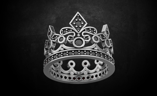 bague couronne diamants 147 3dprinted conception mode or d'or bijou bijoux impression imprimable prototypage argent 3d print model - Mito3D