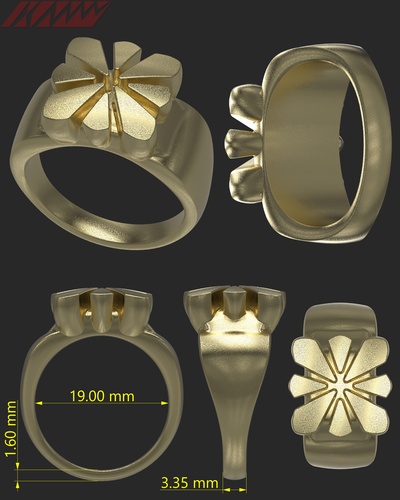 anel design 7 joalheria jóias pulseira moda acessórios presente brinco pedra preciosa ouro diamante prata colar pingente estilo abotoaduras modelo projeto bijuterias roupas 3d print model - Mito3D