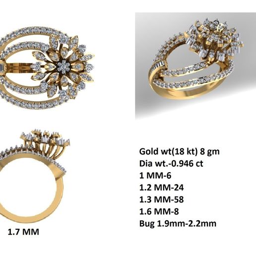 squillare dettagli anello d'oro dimondring impegnato diserbo 3D print model - Mito3D