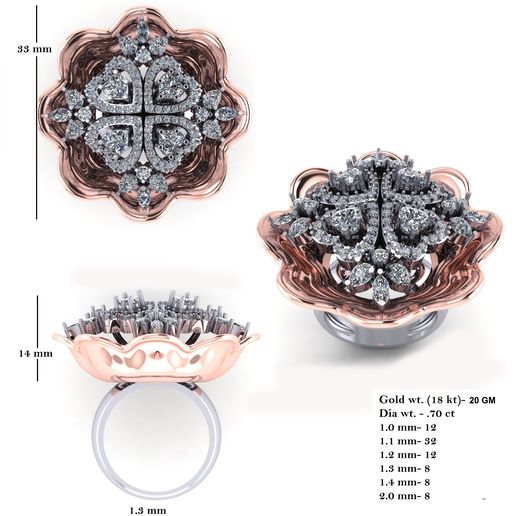 Ring Einzelheiten Goldring dimondring beschäftigt verlobt Jäten 3D print model - Mito3D