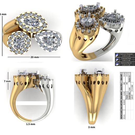 squillare dettagli anello d'oro dimondring impegnato diserbo 3D print model - Mito3D
