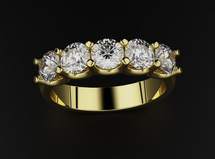 bague diamants 580 3dprinted conception mode or d'or bijou bijoux impression imprimable prototypage anneaux argent 3d print model - Mito3D