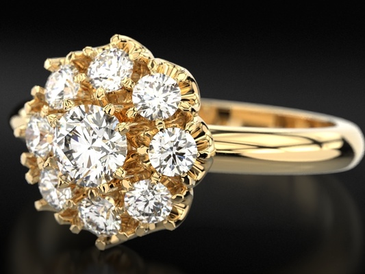 squillare diamanti 711 3dprinted design moda oro d'oro gioiello gioielleria stampa stampabile prototipazione anelli argento 3d print model - Mito3D