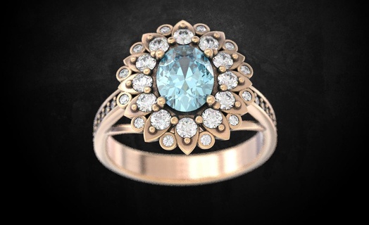 anillo diamantes 3dprinted diseño Moda oro dorado joya joyería impresión imprimible prototipos anillos plata 3d print model - Mito3D