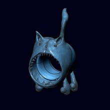 kötü dişlek kedi yüzük moda komik parmak dekorasyon dikkatli ol tehlikeli ısırık koyun predator 3d print model - Mito3D