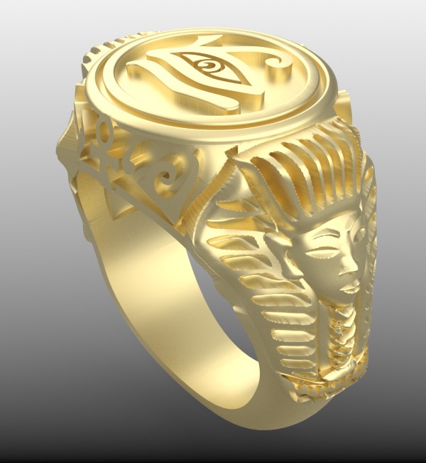 anillo ojos horus 3d diseño símbolo solar oro 18k 3D print model - Mito3D
