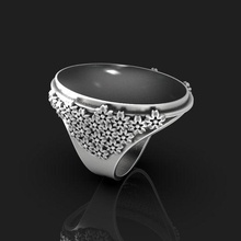 ring flowers 001 jewelry gold silver onyx 3d print model - Mito3D