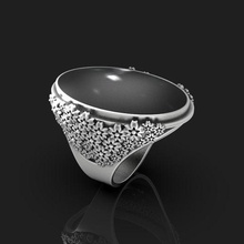 ring flowers 002 jewelry gold silver onyx 3d print model - Mito3D