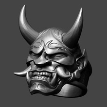 squillare hannya oni demone samurai maschera 3d Stampa modello gioielleria Giappone cranio motociclista asiatico 3d print model - Mito3D