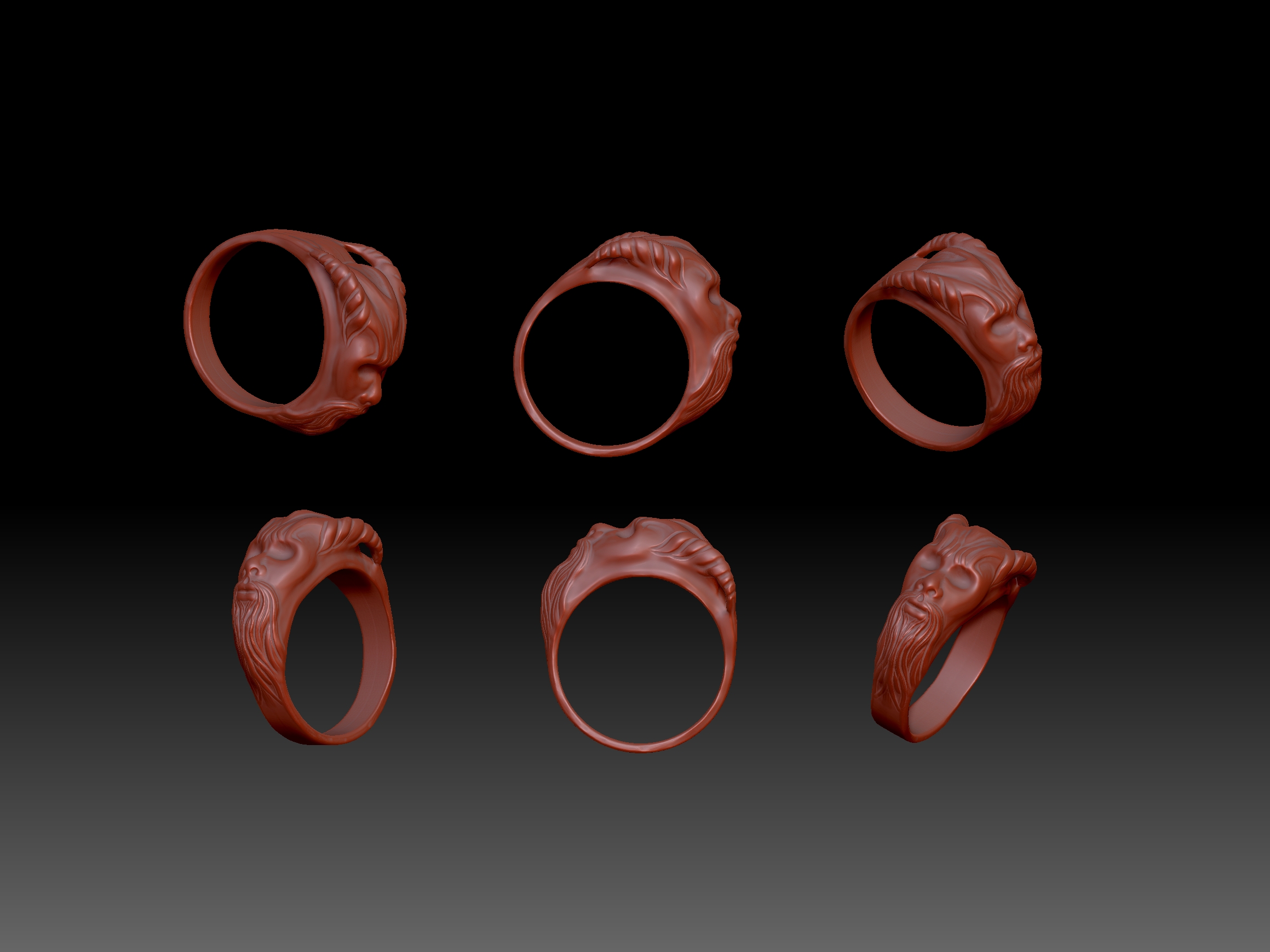 anillo cabeza hombres 3D print model - Mito3D