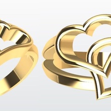 ring 2 hearts jewelry fantasy sweetheart romance courtship love gold silver girlfriend jannie 3d print model - Mito3D