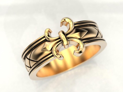 ring heraldic lily jewelry print 3dprinted jewellery printable rings design jewel golden printabl printing gold prototyping silver wedding biker blackening 3d print model - Mito3D