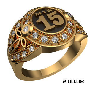 Ring Dame 15 Name fünfzehn Gold Silber Diamanten 3d print model - Mito3D