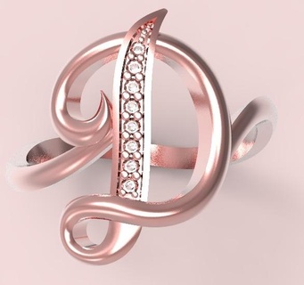 ring letter d jewelry jewellery customize 3d print model - Mito3D