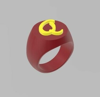 ring letter q jewelry bookmark chevaliere bricoloup 3d 3d print model - Mito3D