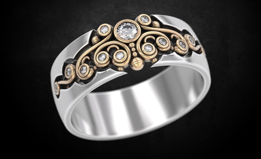 ring patterns stones stylish 264 3dprinted design fashion gold golden jewel jewellery jewelry print printabl printable printing prototyping ring rings silver  3d print model - Mito3D