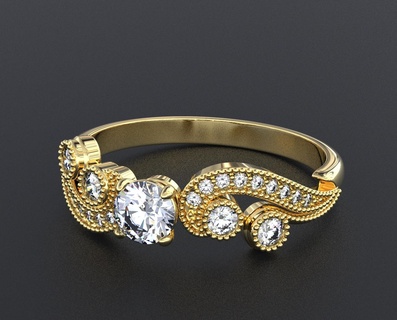 anel padrões tipos diamantes meninas 346 3dprinted Projeto moda ouro dourado jóia jóias joalheria impressão imprimível prototipagem argolas prata 3d print model - Mito3D