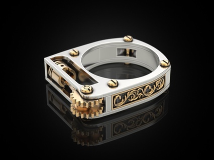 anillo pistón patrones cilindro motor joyería joya impresión 3dprinted imprimible anillos diseño oro prototipos plata motociclista 3d print model - Mito3D
