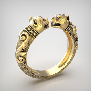 ring r156 jewelry products gold silver 3dmodel 3dprinting rhinoceros zbrush dog head pitbull 3d print model - Mito3D