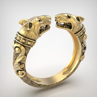ring r157 jewelry products gold silver 3dmodel 3dprinting rhinoceros zbrush dog head bullterrier 3d print model - Mito3D