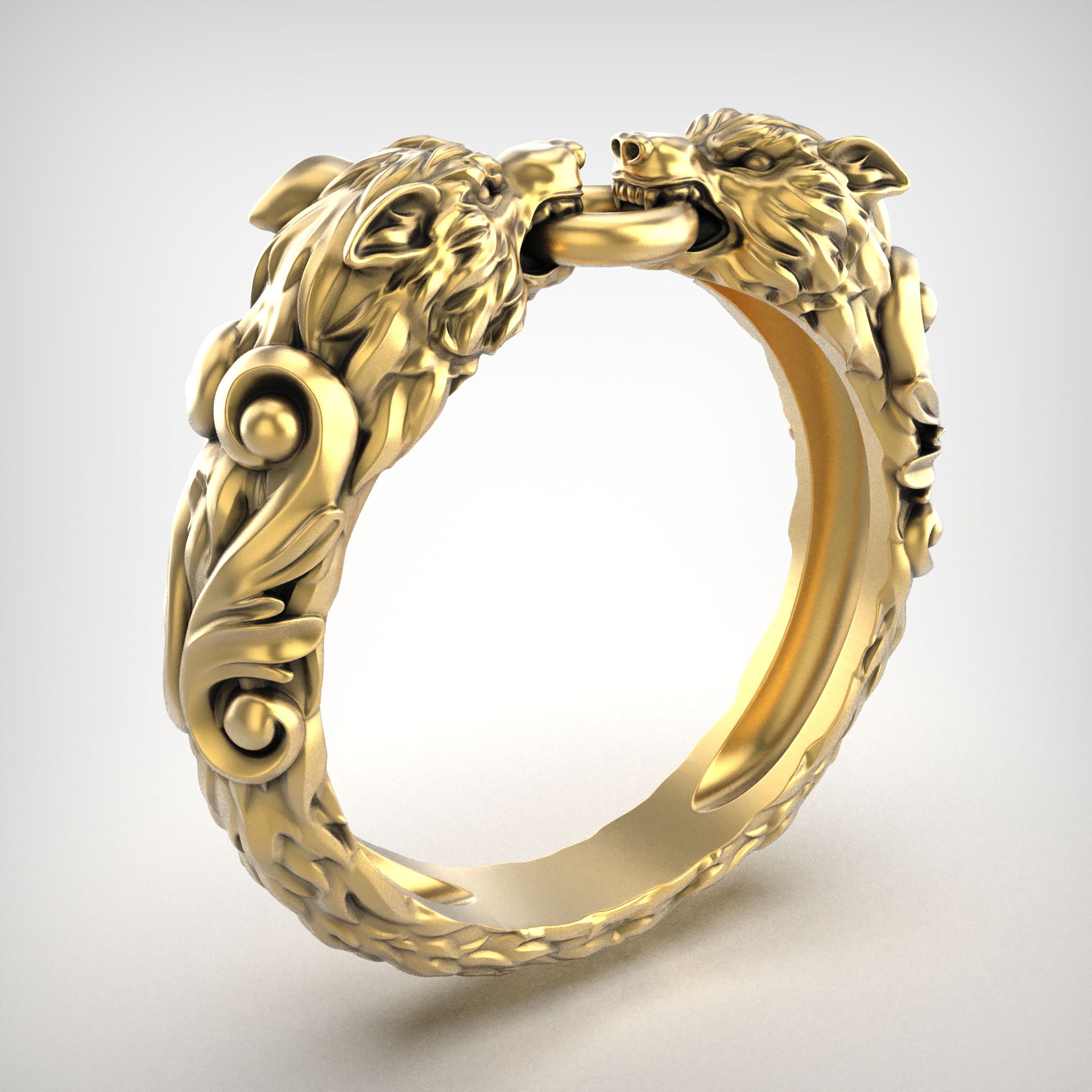 anillo r159 joyería joya productos oro plata 3dmodel 3dprinting rinoceronte zbrush lobo cabeza animal 3D print model - Mito3D