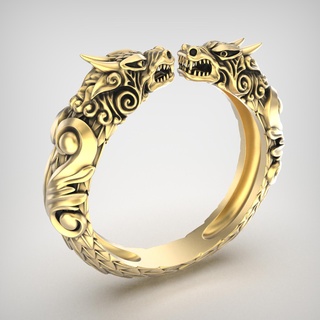 ring r167 jewelry products gold silver 3dmodel 3dprinting rhinoceros zbrush dragon head animal 3d print model - Mito3D