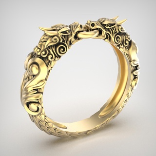 ring r168 jewelry products gold silver 3dmodel 3dprinting rhinoceros zbrush dragon head animal 3d print model - Mito3D
