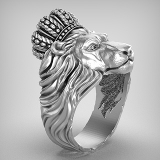 ring r183 jewelry products gold silver 3dmodel 3dprinting rhinoceros zbrush lion head animal king 3d print model - Mito3D