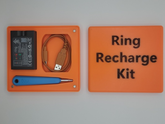 ring recharge kit- magnetic case storage doorbell battery charger cable screw driver hex star solar gutter holder tool box 3d print model - Mito3D