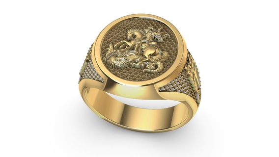 anel religioso santo George Jorge imprimível jóias Casamento noivado diamante joalheria ouro moda platina engagem jóia prata cafajeste beleza safira gema argolas 3d print model - Mito3D