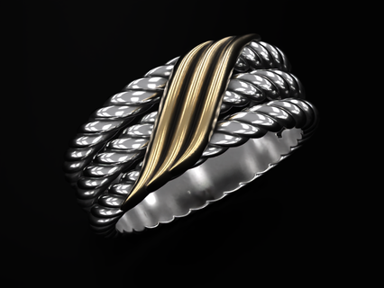 anel corda ouro inserir 416 3dprinted Projeto moda dourado jóia jóias joalheria impressão imprimível prototipagem argolas prata 3d print model - Mito3D