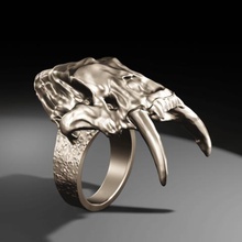 anel de dente-de-sabre jóias crânio smilodon a arte artesanato 3d print model - Mito3D