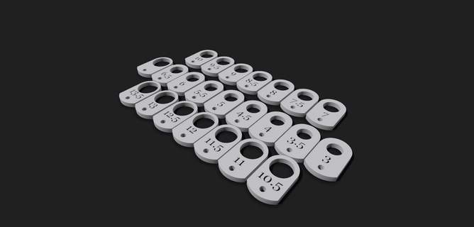 anel tamanhos Tamanho dimensionamento argolas 3d print model - Mito3D