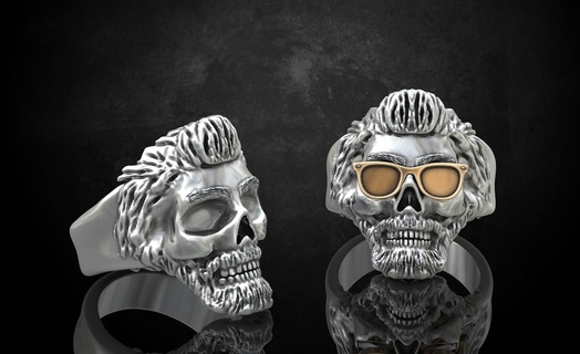 ring skull glasses without fit bikers 316 Jewelry 3dprinted design fashion gold golden jewel jewellery jewelry print printabl printable printing prototyping ring rings silver  3d print model - Mito3D