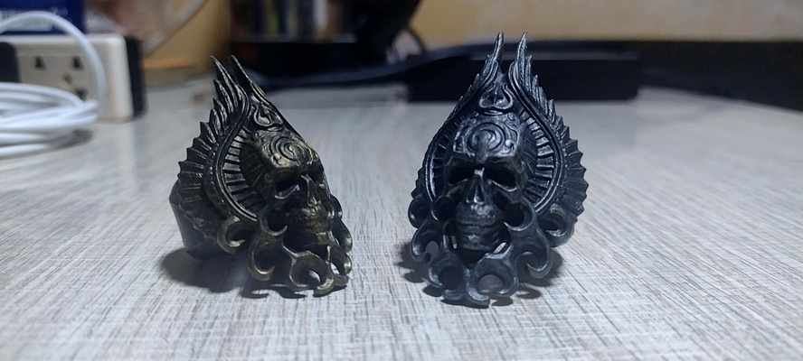 anillo cráneo alas joyería joya arte resina joyeria 3d print model - Mito3D