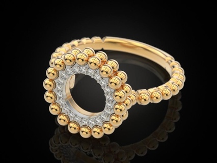 anillo esferas joyería joya mujer canalla clásico diamante compromiso impresión 3dprinted imprimible anillos diseño dorado Moda oro plata 3d print model - Mito3D