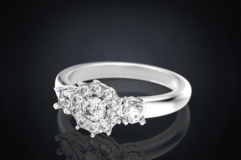 anillo piedras elegante 310 3dprinted diseño Moda oro dorado joya joyería impresión imprimible prototipos anillos plata 3d print model - Mito3D