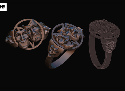 ring theatre pain laughter cries motley crue jewelry laugh cry flood ephsee 3d print model - Mito3D