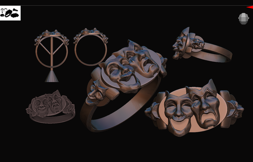 ring tragedy laughter tears theater jewelry laugh cry theatre 3d print model - Mito3D