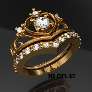anillo huella visitar anillo corona quince oro plata gemas piedras anillos 3d print model - Mito3D