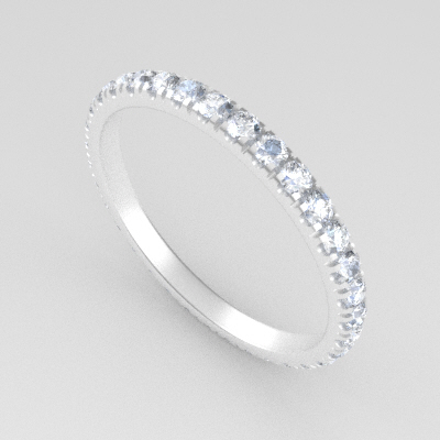 anel branco ouro diamantes 3D print model - Mito3D