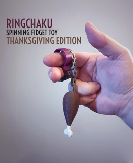 ringchaku spinning fidget toy thanksgiving edition Game spinner chain nunchuck nunchaku ring turkey leg 3d print model - Mito3D