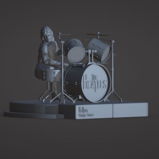 ringo starr de los beatles en la azotea concierto moda ringostarr juguete el músico thebeatles imprimible actionfigure rockstar tambor pose obj stl miniatura 3D print model - Mito3D
