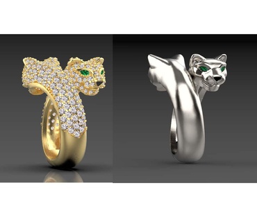 anneaux bracelet panthère pantera panthera panter bague pendentif boucles d'oreilles 3d print model - Mito3D