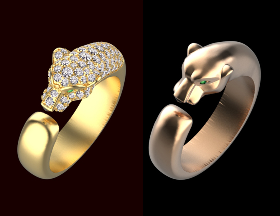 rings bracelet panther pantera panthera panter ring pendant earrings 3D print model - Mito3D