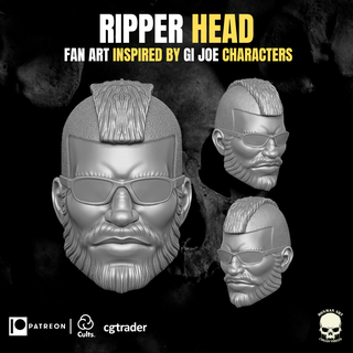 ripper head fan art action figures headsculpt gi joe mezco marvel legends force torch dreadkonks zartan cobra 3d print model - Mito3D