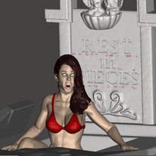 risveglio di una vampira aracı 3d baskı kadın vampir undead mezar Cadılar Bayramı kız 3d print model - Mito3D