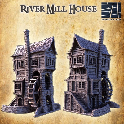 river house 28 mm tabletop terrain rpg dnd cottage medieval supportfree old stone farm structure playable interior modular 28mm 25mm 15mm wargame 3d print model - Mito3D